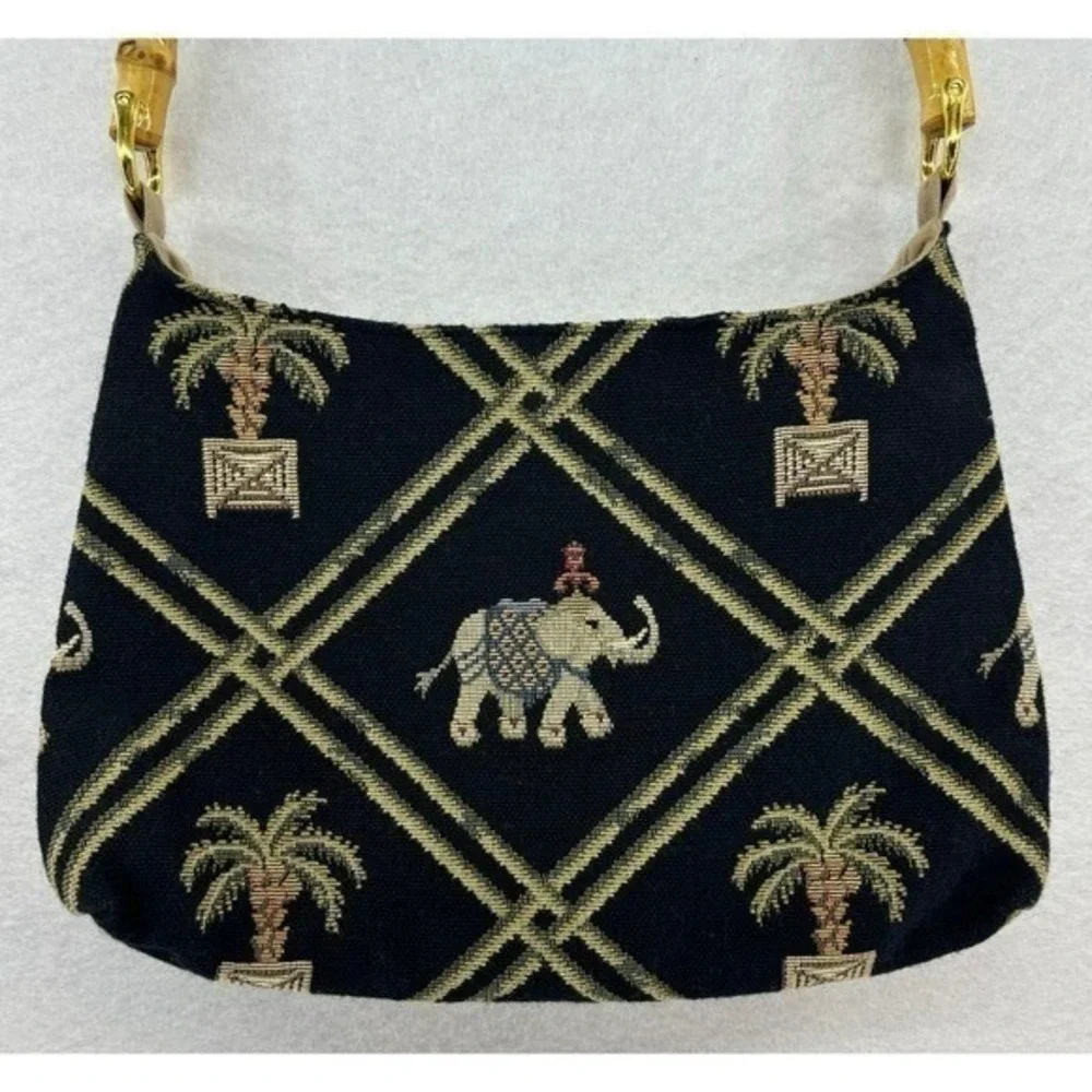 Tapestry Elephant Purse Palm Tree Bamboo Vintage Hobo Handbag Indie Boho Retro